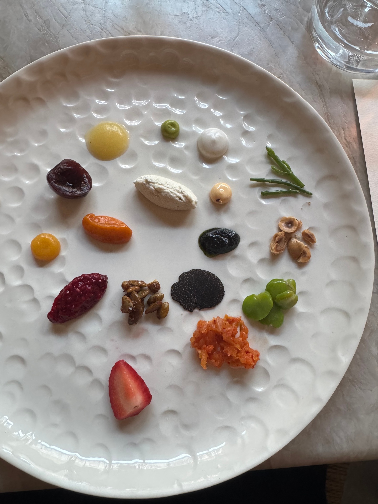 A curated plate of premium ingredients and garnishes
